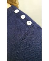 Pull marinière en cachemire marine rayé blanc pour femme
