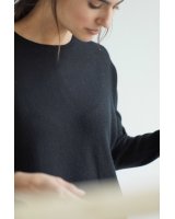 pull col bateau oversize noir en cachemire pour femme