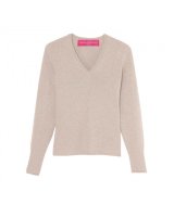 Pull col en V en cachemire Beige