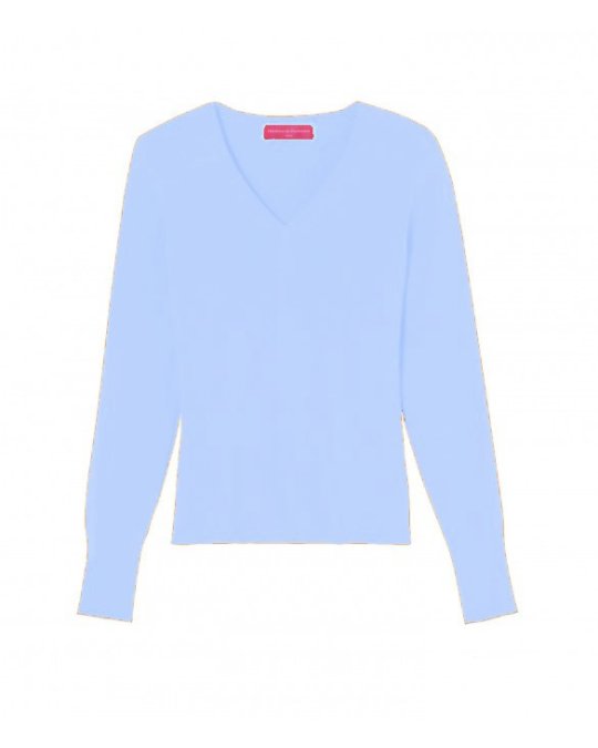 Pull col en V en cachemire bleu ciel pour femme