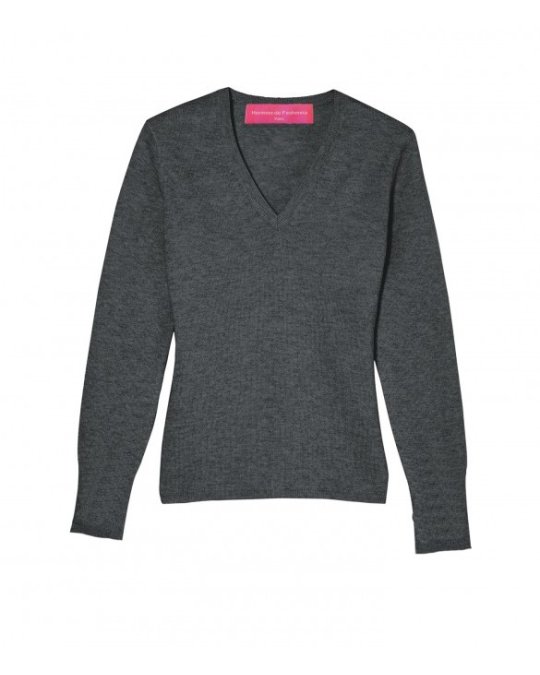 Pull col en V en cachemire Gris anthracite