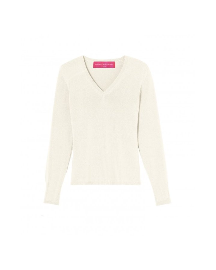 Pull col en V cachemire Naturel