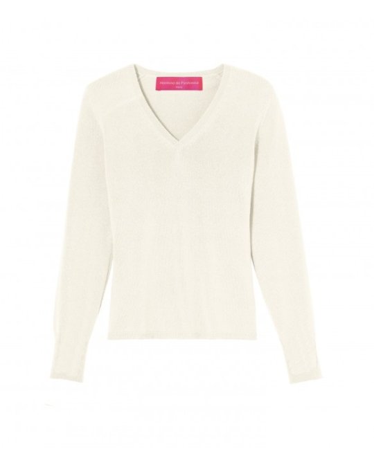 Pull col en V cachemire Naturel