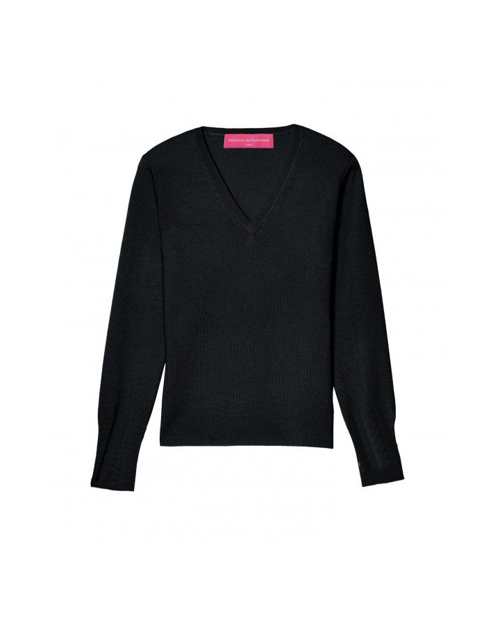 Pull col en V en cachemire noir femme