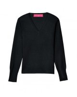 Pull col en V en cachemire noir femme
