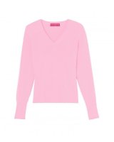 Pull col en V en cachemire rose pâle pour femme