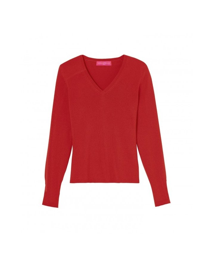 Pull col en V en cachemire Rouge Hermes pour femme