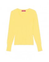 Pull col en V en cachemire jaune mimosa pour femme