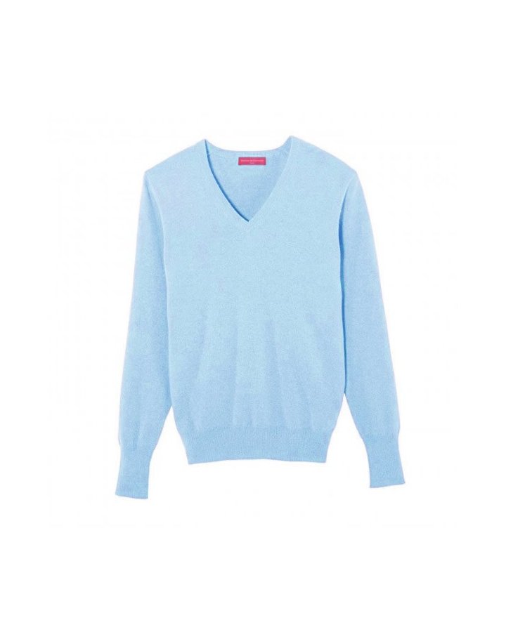 Pull col V en cachemire Bleu sky pour homme