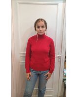 Pull col roulé en cachemire Rouge