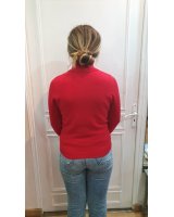 Pull col roulé en cachemire Rouge