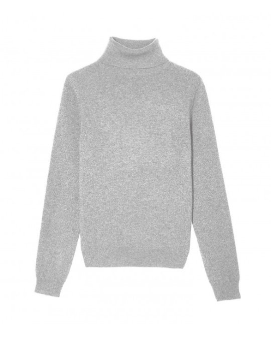 pull col roulé en cachemire Gris clair pour femme