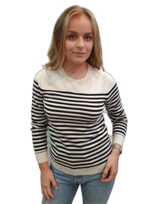 Pull marinière en cachemire Blanc et bleu