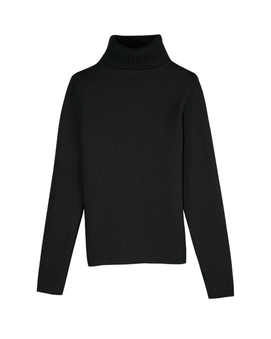 Pull col roulé 8 fils en cachemire Noir