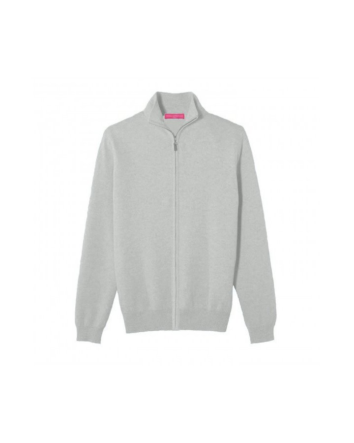 Pull gilet zip 2 fils Gris clair H