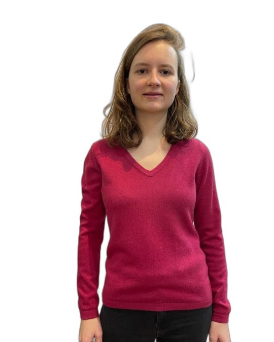 Pull col en V cachemire Fraise