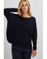 pull col bateau oversize noir en cachemire pour femme