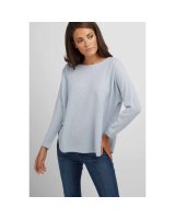 pull col bateau oversize bleu pâle en cachemire pour femme