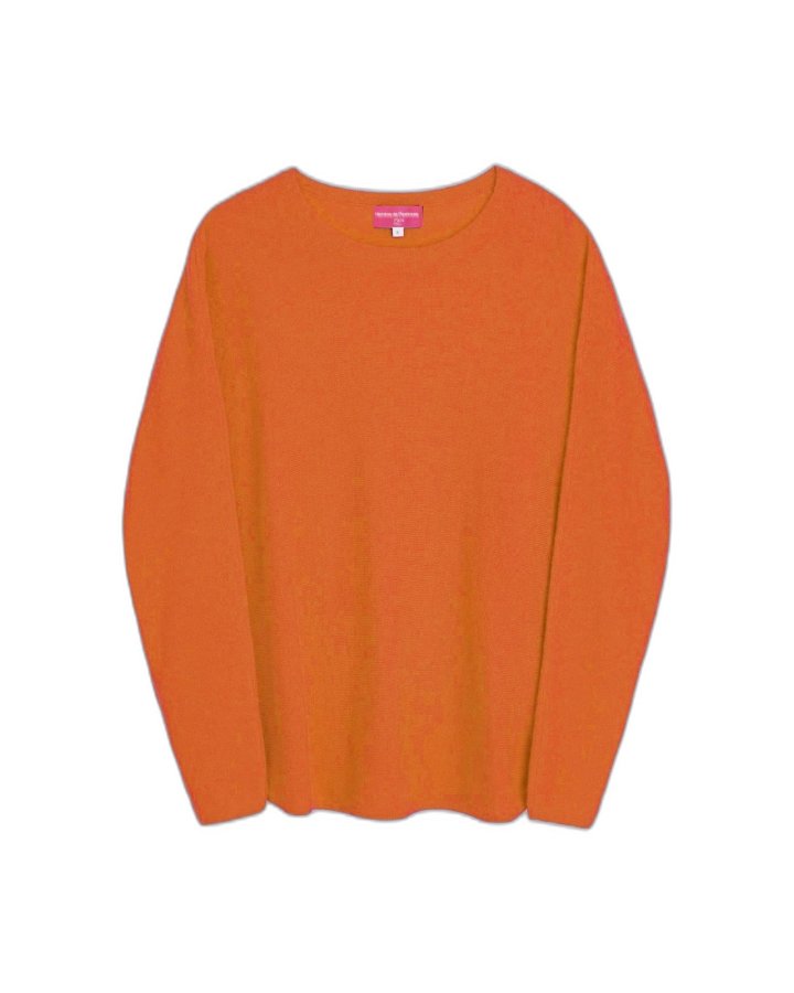 pull col bateau oversize en cachemire orange inferno pour femme