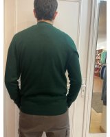 Pull camionneur en cachemire vert foncé pour homme