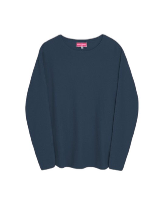 Pull en cachemire col bateau oversize bleu marine