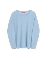 pull col bateau oversize bleu pâle en cachemire pour femme