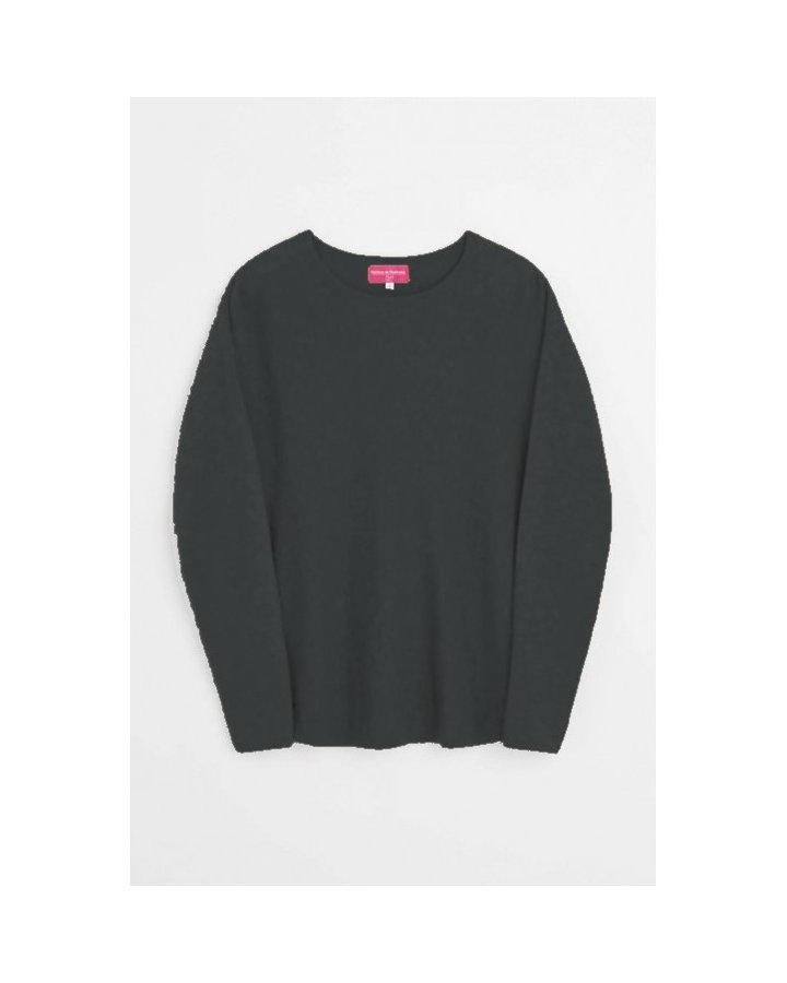 pull col bateau oversize noir en cachemire pour femme