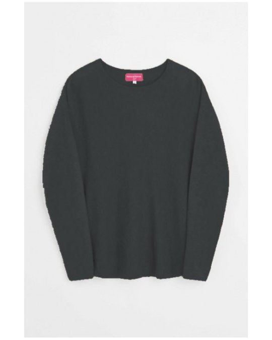 pull col bateau oversize noir en cachemire pour femme