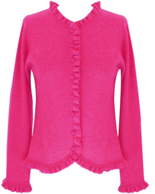 Cardigan Godron en cachemire Framboise