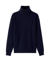 Pull col roulé bleu marine en cachemire pour femme