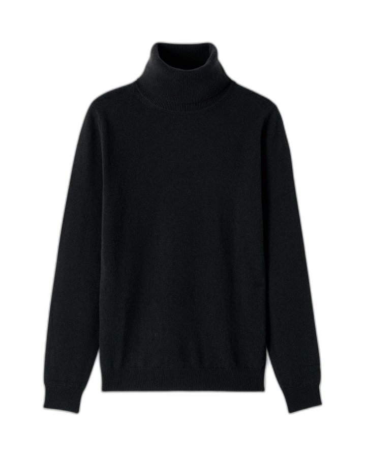 Pull col roulé noir en cachemire pour femme