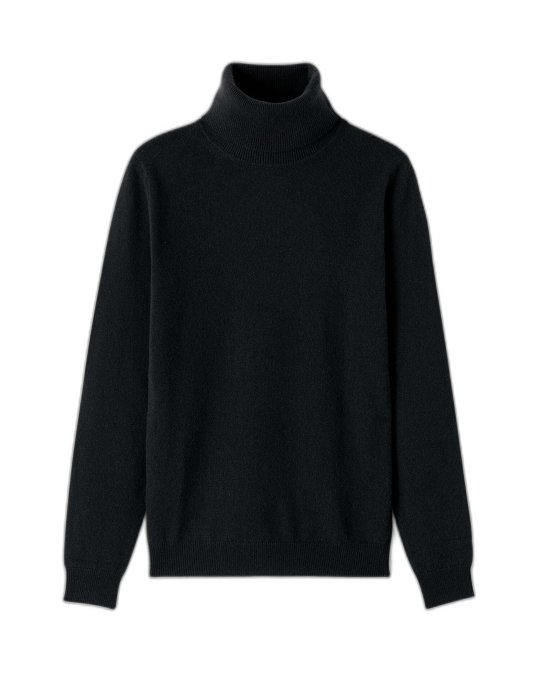 Pull col roulé noir en cachemire pour femme
