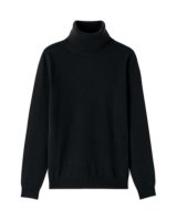 Pull col roulé noir en cachemire pour femme