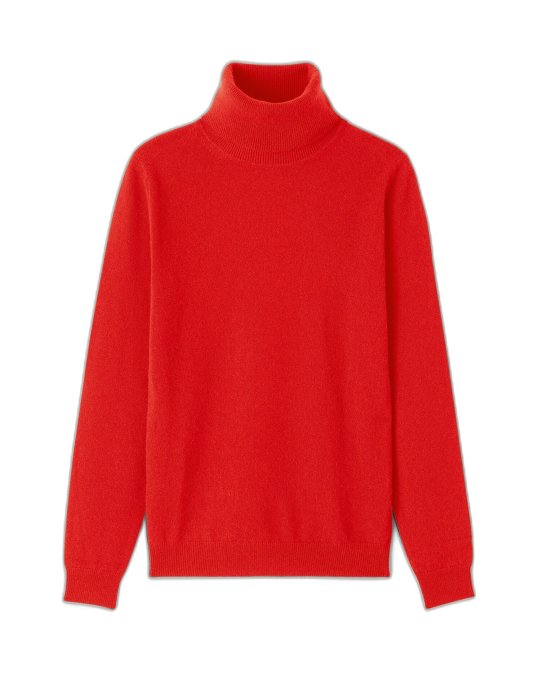 Pull col roulé en cachemire Rouge