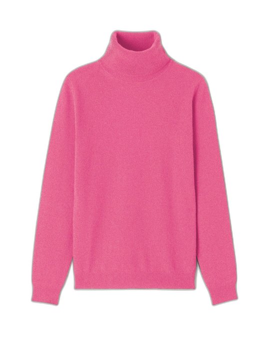 Pull col roulé framboise en cachemire pour femme