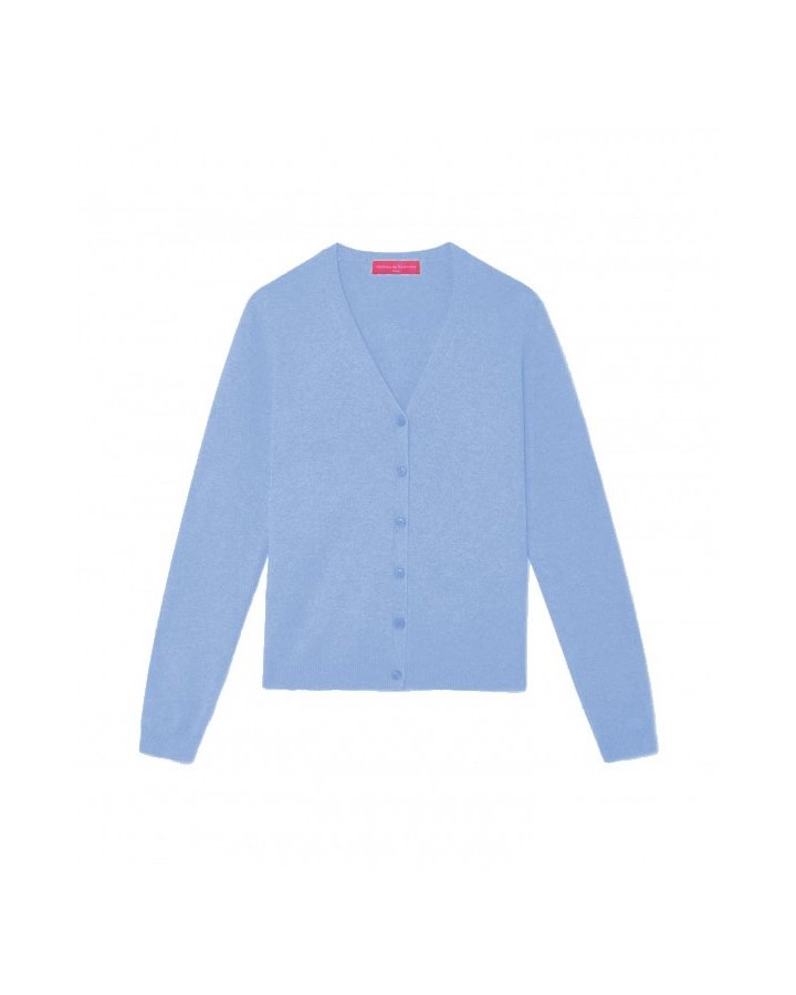 Gilet col en V en cachemire Bleu tranquille
