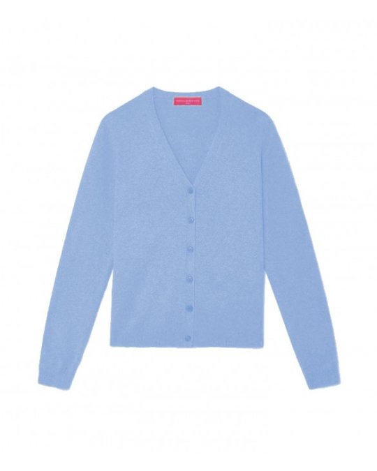 Gilet col en V en cachemire Bleu tranquille