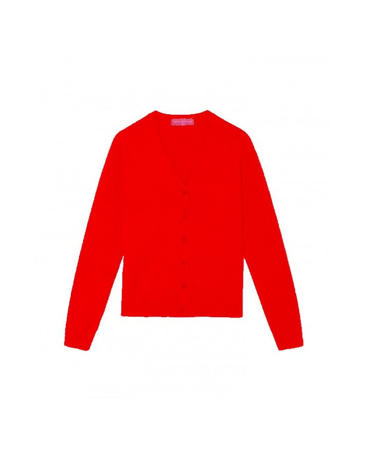Gilet col en V en cachemire rouge pour femme