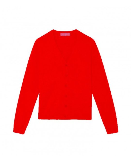 Gilet col en V en cachemire rouge pour femme