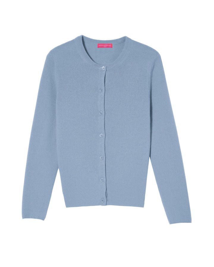 Cardigan en cachemire bleu tranquille pour femme
