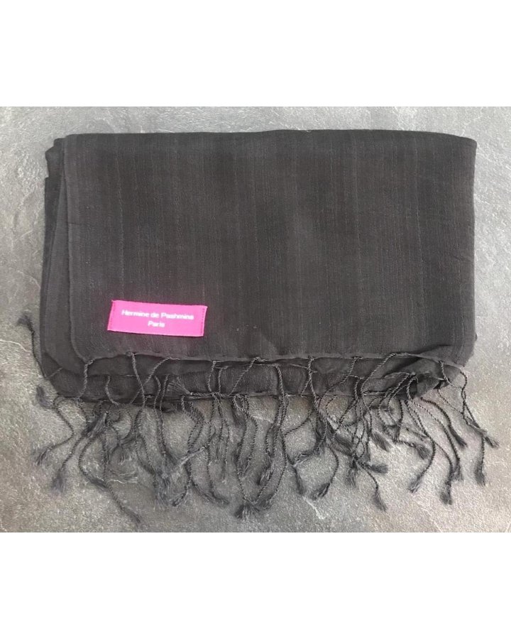 Pashmina en eau de soie Gris anthracite et noir