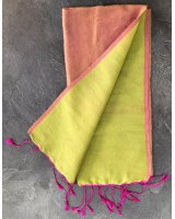 Pashmina en eau de soie Fuchsia et vert clair