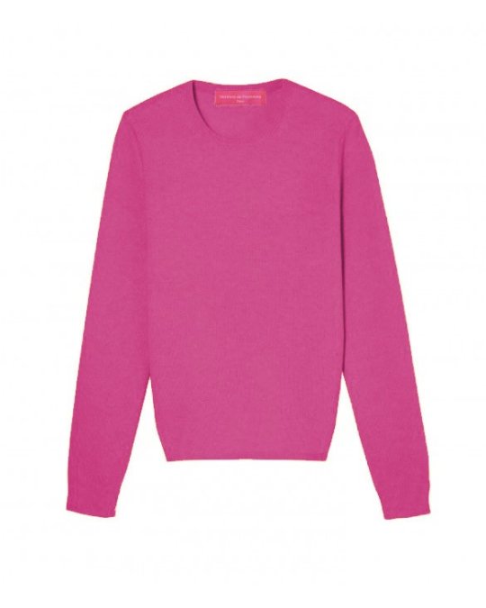 Pull en cachemire col rond manches longues framboise en cachemire pour femme