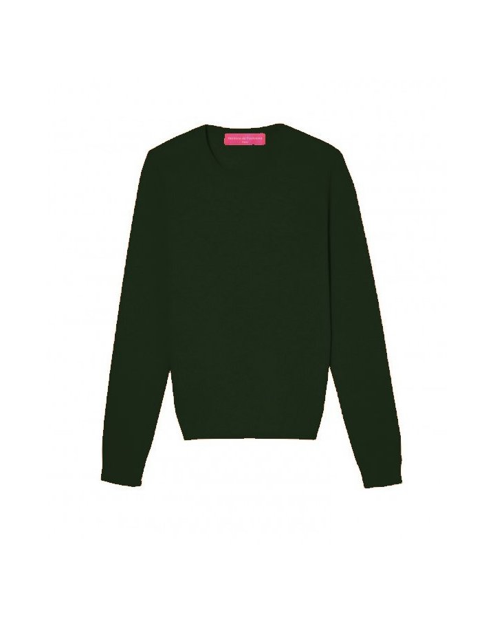 Pull en cachemire col rond manches longues Vert bouteille