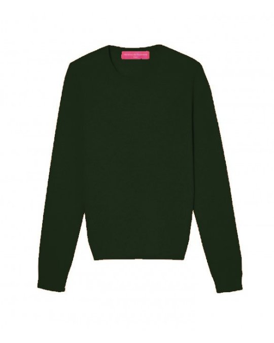 Pull en cachemire col rond manches longues Vert bouteille