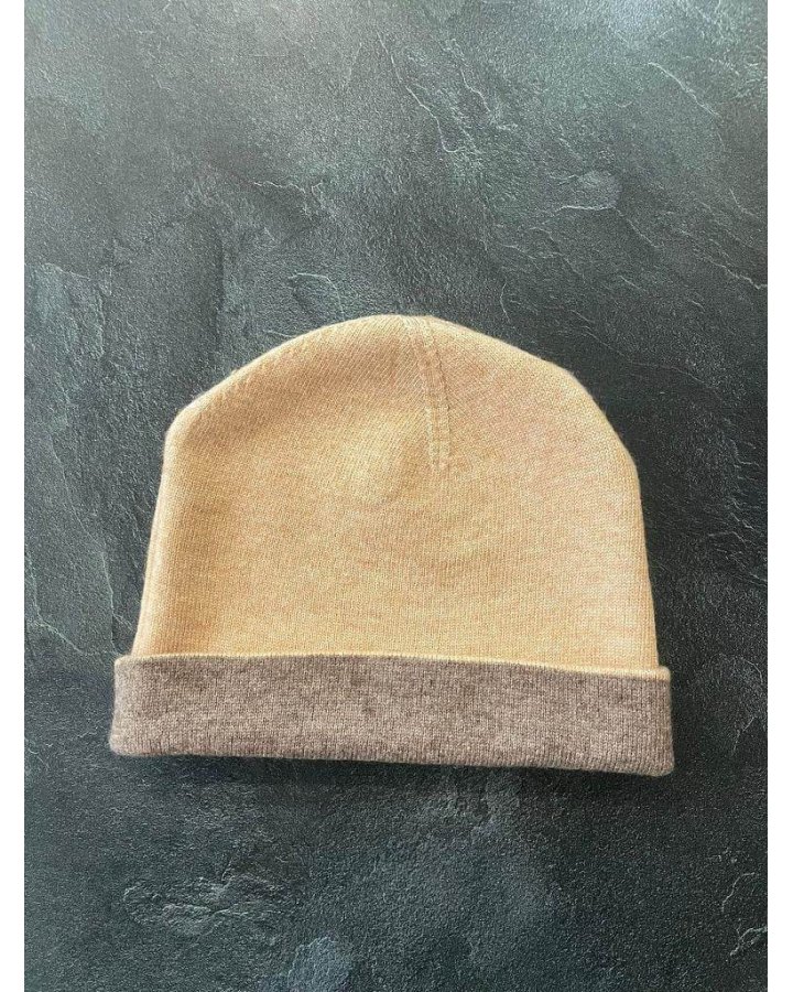 Bonnet cachemire orange et marron clair | Hermine de Pashmina