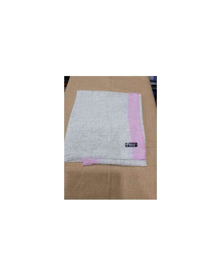 Pashmina Himalayan en Cachemire à bande Rose pâle