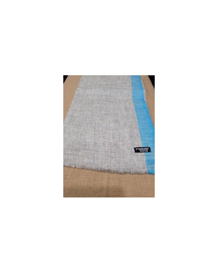 Pashmina Himalayan en Cachemire à bande Bleu turquoise