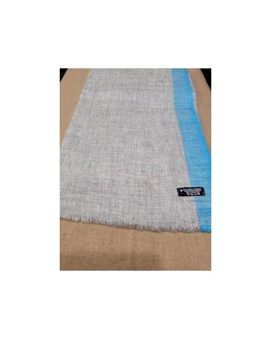 Pashmina Himalayan en Cachemire à bande Bleu turquoise