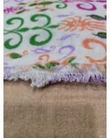 Pashmina Himalayan en Cachemire motif Empire Vert orange rose fond blanc